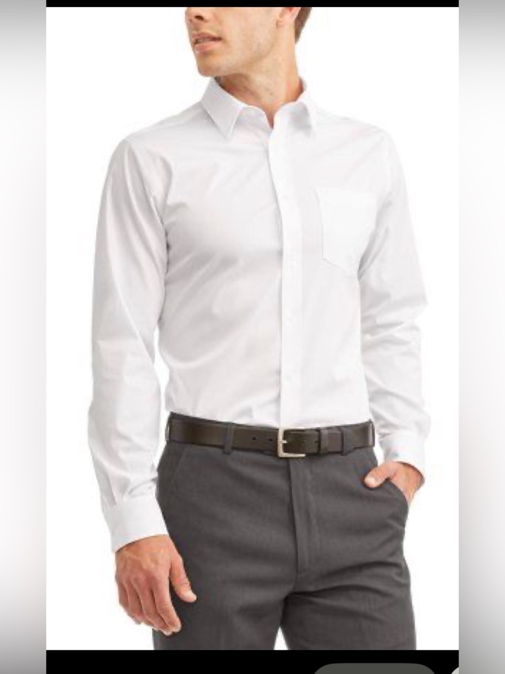 George Men's White Long Sleeve Dress Shirt